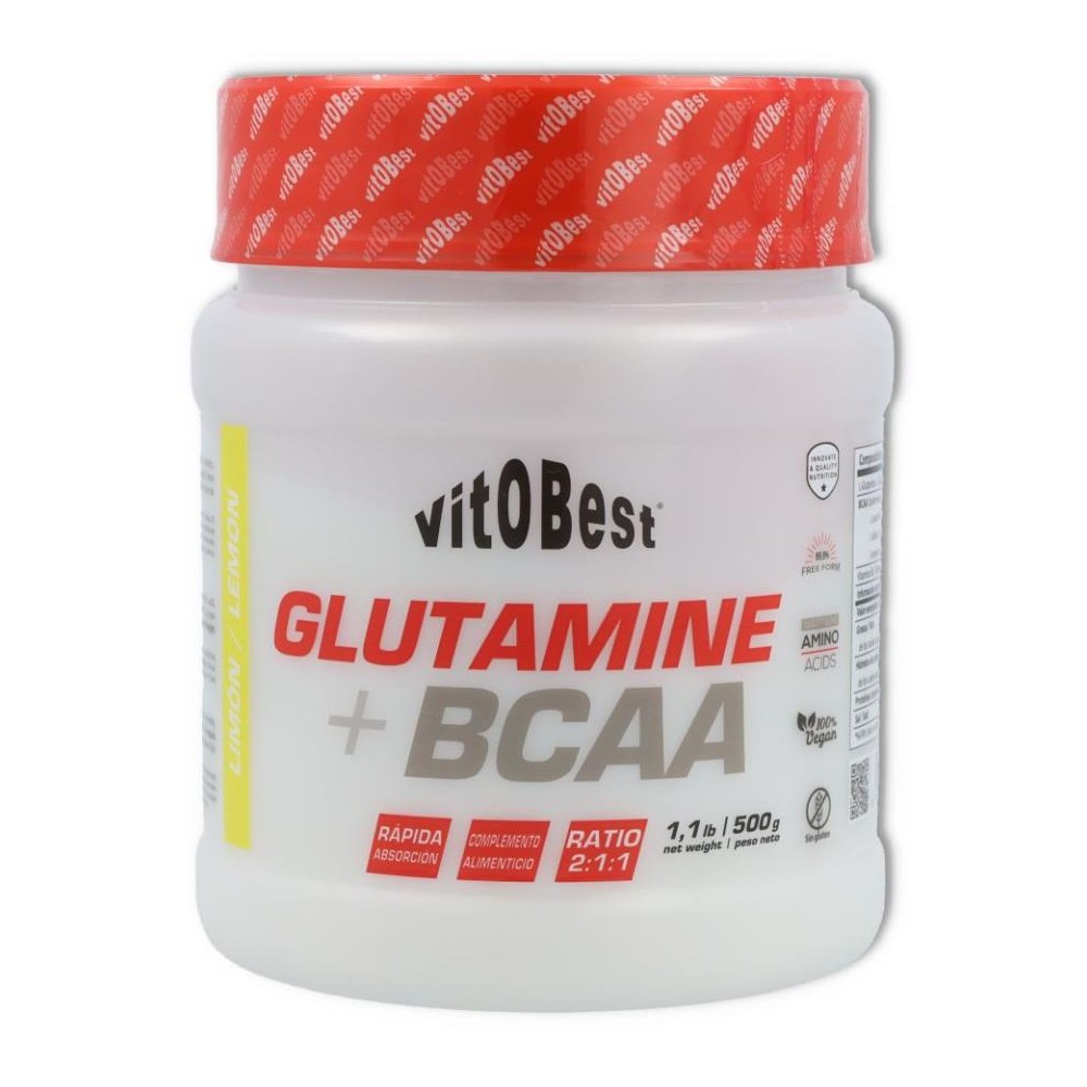 Glutamina  BCAA Complex 500 gr Sabor Limon Vitobes