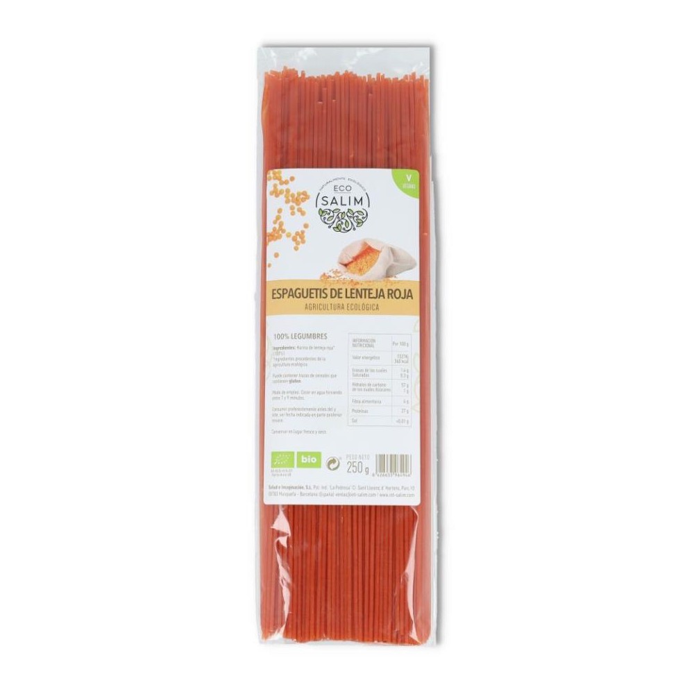 Espaguetis de Lenteja Roja 250 gr Eco Salim