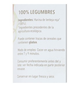 Espaguetis de Lenteja Roja 250 gr Eco Salim