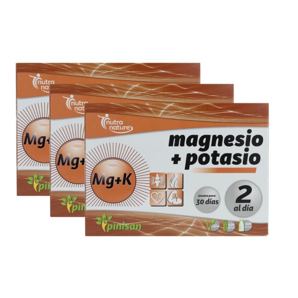 Pinisan Pack 3 Cajas Magnesio Potasio 60 com 